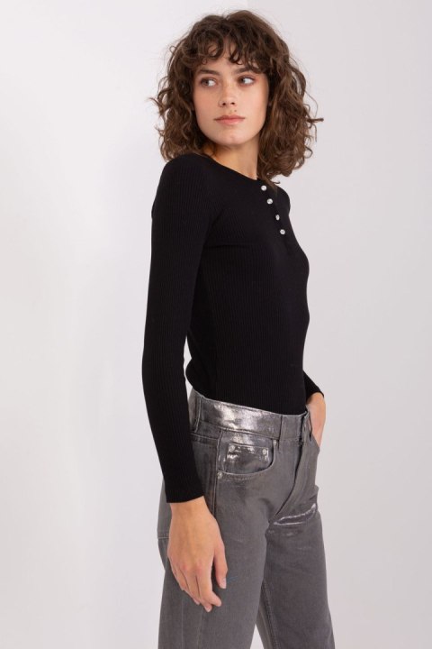 Dopasowana Bluzka Z Długim Rękawem Czarna