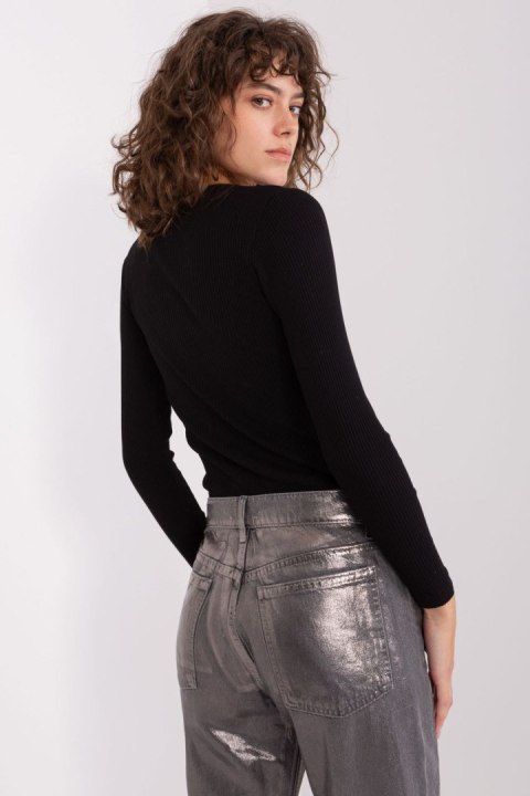 Dopasowana Bluzka Z Długim Rękawem Czarna