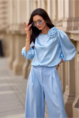 Satynowa Bluzka Damska Błekitna