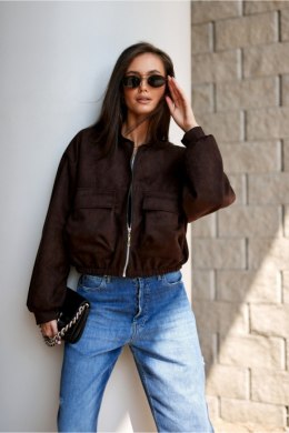 Ciemny Brąz Kurtka Damska Bomberka