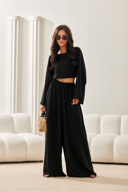 Spodnie Damskie Z Szerokimi Nogawkami Czarne