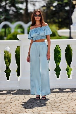 Satynowe Spodnie Błękitne