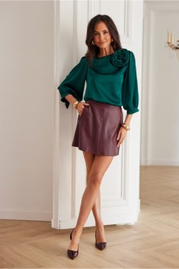 Satynowa Bluzka Damska Zielona
