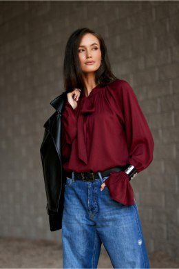 Satynowa Bluzka Damska Bordo