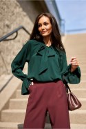 Elegancka Bluzka Damska Butelkowa Zieleń