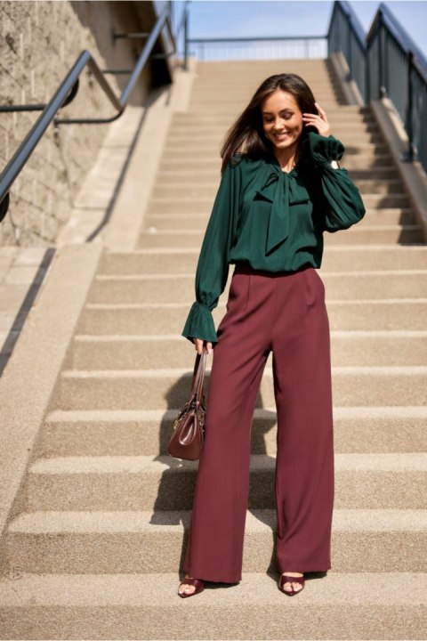 Elegancka Bluzka Damska Butelkowa Zieleń