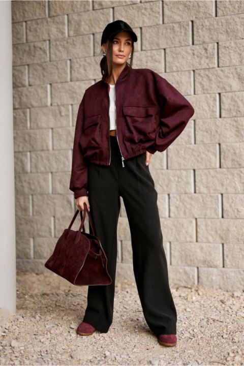 Bordowa Kurtka Damska Bomberka