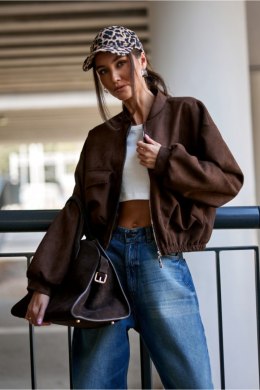 Brązowa Kurtka Damska Bomberka