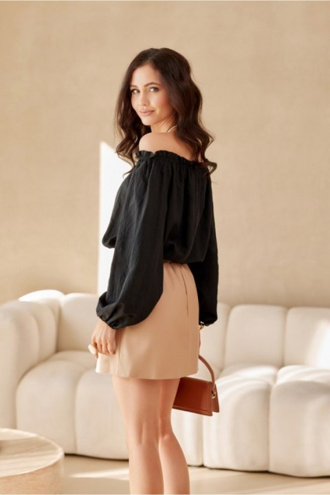 Trapezowa Króka Spódnica Beżowa