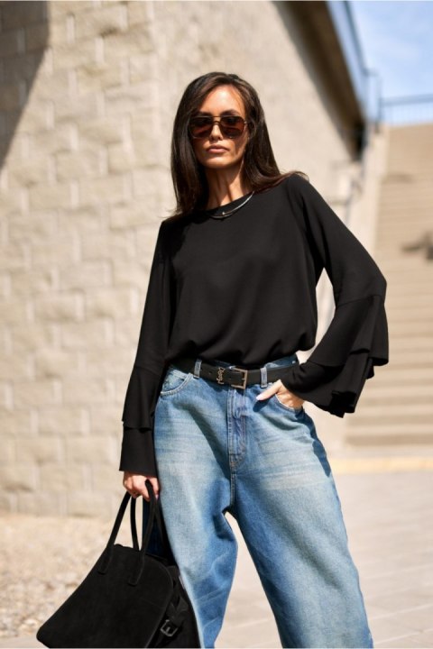 Elegancka Bluzka Z Długim Rękawem Black