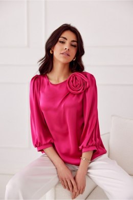 Satynowa Bluzka Damska Różowa