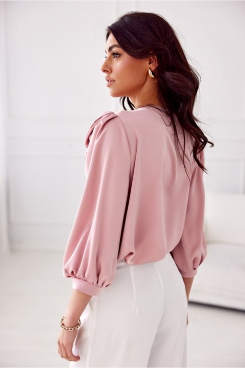 Satynowa Bluzka Damska Różowa