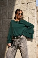 Elegancka Bluzka Z Długim Rękawem Bottle Green