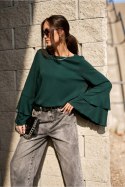 Elegancka Bluzka Z Długim Rękawem Bottle Green