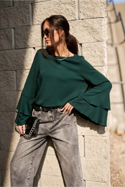 Elegancka Bluzka Z Długim Rękawem Bottle Green