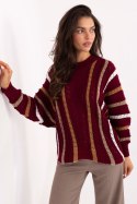 Sweter damski oversize o casualowym charakterze bordowy