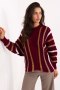 Sweter damski oversize o casualowym charakterze bordowy