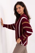 Sweter damski oversize o casualowym charakterze bordowy
