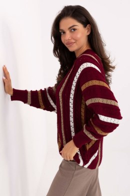 Sweter damski oversize o casualowym charakterze bordowy
