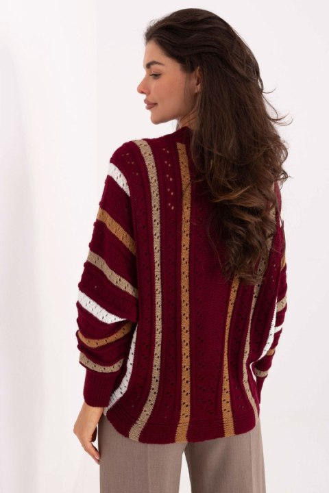 Sweter damski oversize o casualowym charakterze bordowy