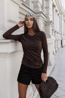 Basic Bluzka Z Długim Rękawem Brązowa