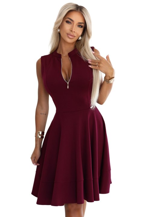 Ekskluzywna sukienka z rozkloszowanym dołem i złotym zamkiem