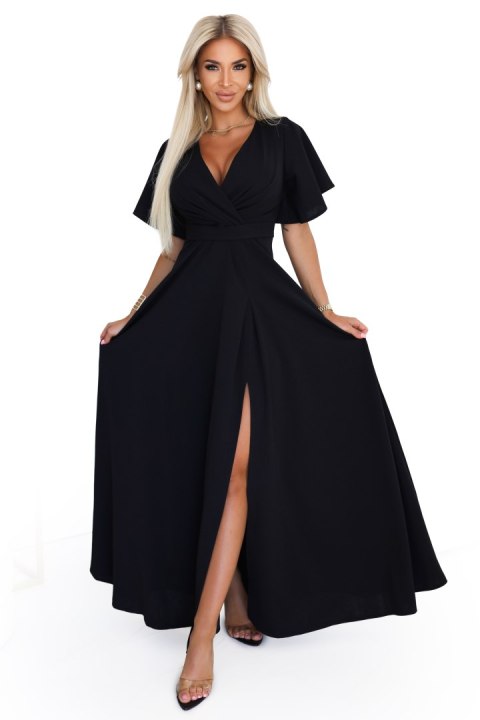 Połyskująca długa suknia z rękawkiem