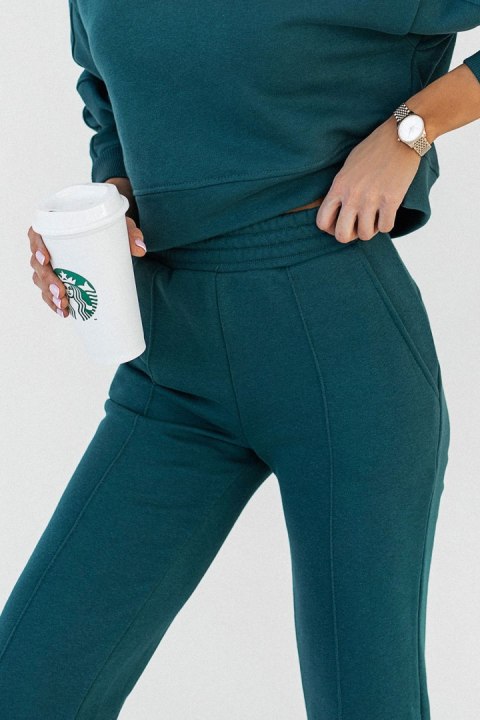 Zielone Spodnie Dresowe Z Przeszyciami Lamia