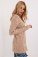 Damski sweter w stylu casual camel