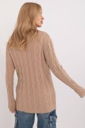 Damski sweter w stylu casual camel