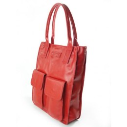 CZERWONY WOREK VERA PELLE KIESZENIE WŁOSKA SKÓRA POJEMNA XXL A4 BY44R