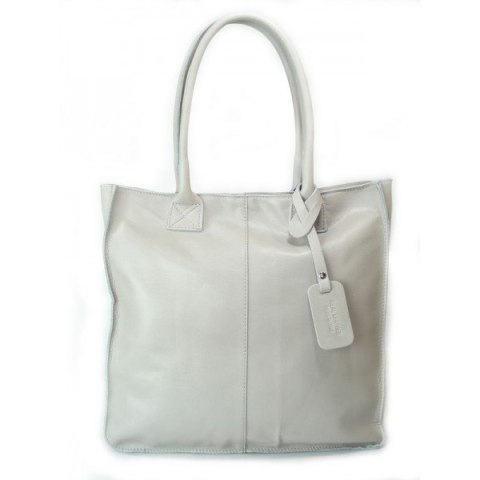 DUŻA SKÓRZANA TOREBKA NA RAMIĘ REAL LEATHER WOREK A4 SZARA S4G2