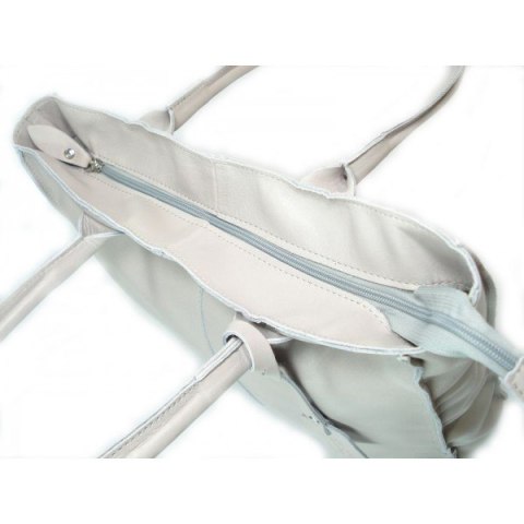 DUŻA SKÓRZANA TOREBKA NA RAMIĘ REAL LEATHER WOREK A4 SZARA S4G2