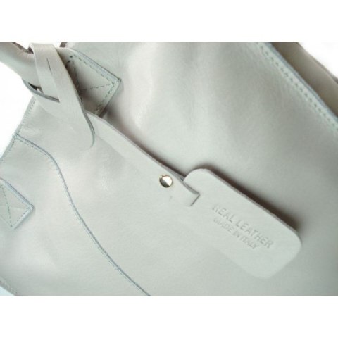 DUŻA SKÓRZANA TOREBKA NA RAMIĘ REAL LEATHER WOREK A4 SZARA S4G2