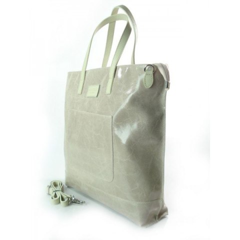 DUŻA TORBA SHOPPER BAG VERA PELLE NA RAMIĘ ŚWIECĄCA WŁOSKA SKÓRA A4 RÓŻ PUDROWY X87RR