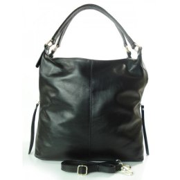 DUŻY PIĘKNY WOREK VERA PELLE POJEMNY ZAMKI A4 WŁOSKA TORBA CZARNY W678N