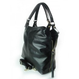 DUŻY PIĘKNY WOREK VERA PELLE POJEMNY ZAMKI A4 WŁOSKA TORBA CZARNY W678N