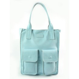 MIĘTOWY WOREK VERA PELLE KIESZENIE WŁOSKA SKÓRA POJEMNA XXL A4 BY44VZ