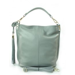 SZARY WOREK VERA PELLE ZŁOTE OKUCIA POJEMNY A4 WŁOSKA TORBA W76G