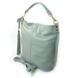 SZARY WOREK VERA PELLE ZŁOTE OKUCIA POJEMNY A4 WŁOSKA TORBA W76G