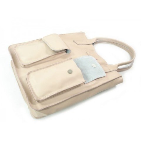 WOREK VERA PELLE KIESZENIE RÓŻ PUDROWY WŁOSKA SKÓRA POJEMNA XXL A4 BY44RR