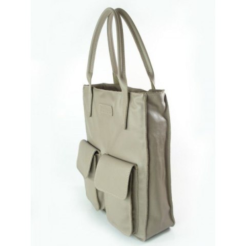 WOREK VERA PELLE KIESZENIE WŁOSKA SKÓRA POJEMNA XXL A4 BEŻOWA BY44T