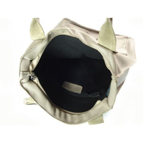 WOREK VERA PELLE KIESZENIE WŁOSKA SKÓRA POJEMNA XXL A4 BEŻOWA BY44T