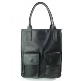 WOREK VERA PELLE KIESZENIE WŁOSKA SKÓRA POJEMNA XXL A4 CZARNA BY44N