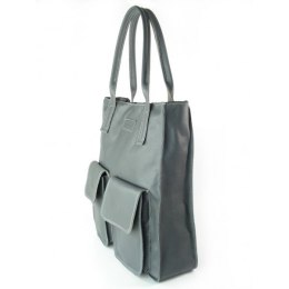 WOREK VERA PELLE KIESZENIE WŁOSKA SKÓRA POJEMNA XXL A4 GRAFIT BY44G3