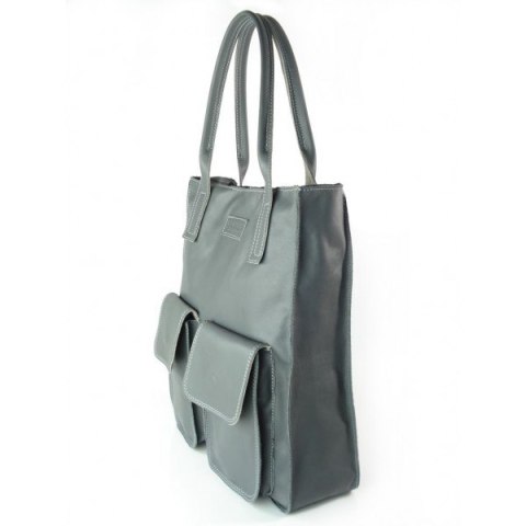 WOREK VERA PELLE KIESZENIE WŁOSKA SKÓRA POJEMNA XXL A4 GRAFIT BY44G3