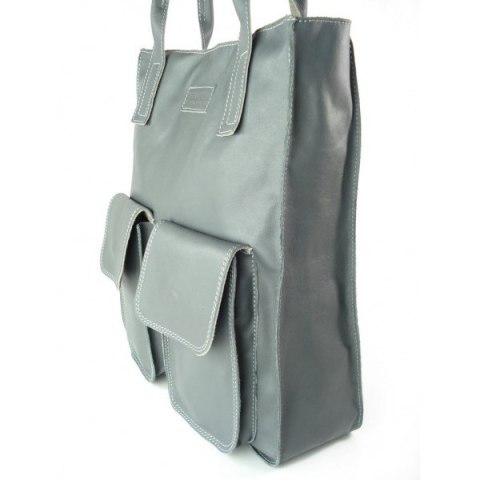 WOREK VERA PELLE KIESZENIE WŁOSKA SKÓRA POJEMNA XXL A4 GRAFIT BY44G3