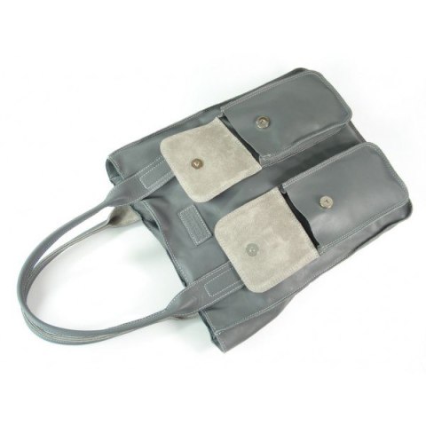 WOREK VERA PELLE KIESZENIE WŁOSKA SKÓRA POJEMNA XXL A4 GRAFIT BY44G3