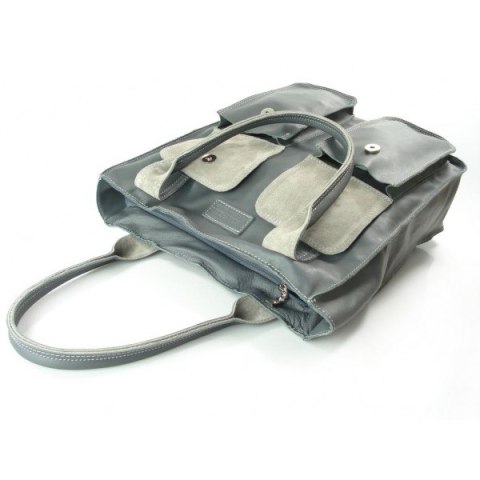 WOREK VERA PELLE KIESZENIE WŁOSKA SKÓRA POJEMNA XXL A4 GRAFIT BY44G3