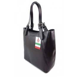 Włoska torebka skórzana na ramię ,Vera Pelle A4,shopper Czarna V77N